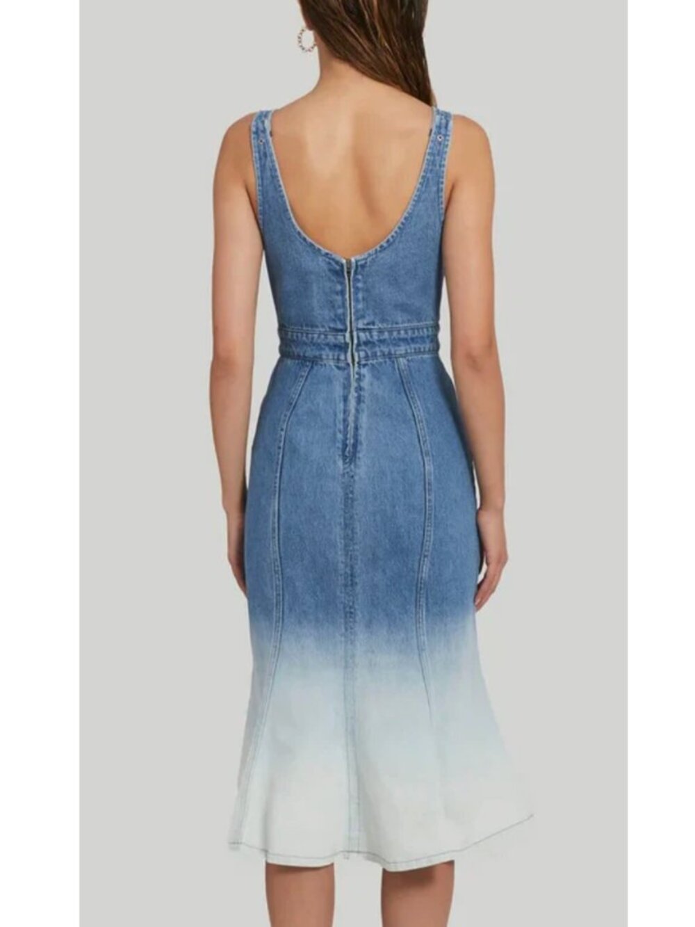 Amanda Uprichard Blue Denim Ombre Midi Dress - Picture 2 of 7
